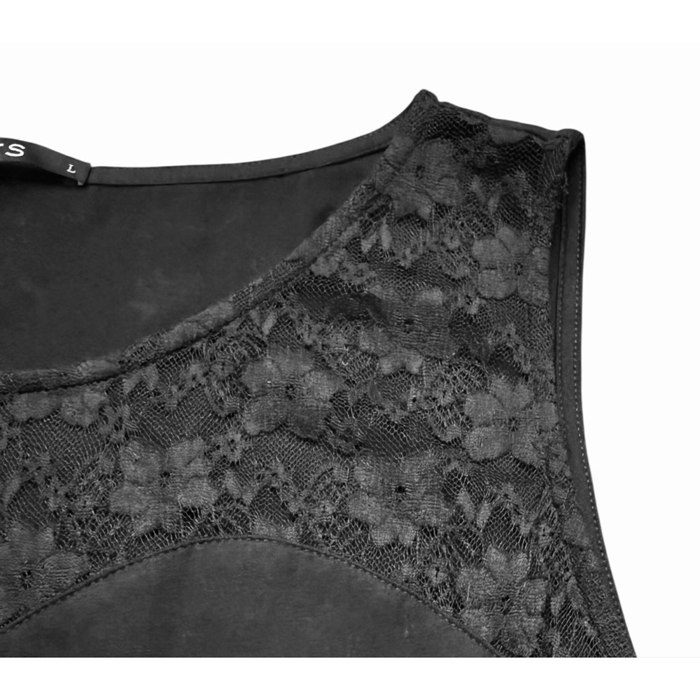 NWT Women's Ouges Black Beige Lace Sleeveless Min… - image 6